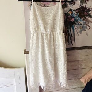 White Ornate Lace Forever 21 Midi Dress